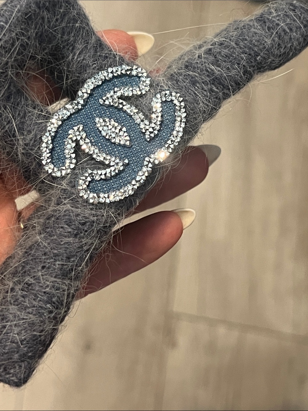 Blue Crystal-Trimmed Hair Clip